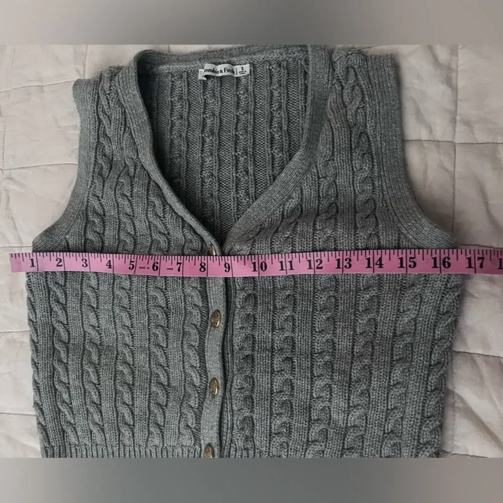 A&F Mara Cable Knit Gold Button Down Sweater Academia Preppy Old Money - Small - Picture 7 of 10